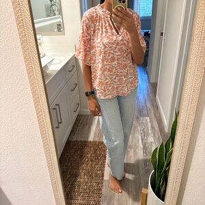 Ann Taylor Coral Floral Blouse